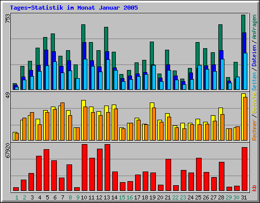 Tages-Statistik im Monat Januar 2005